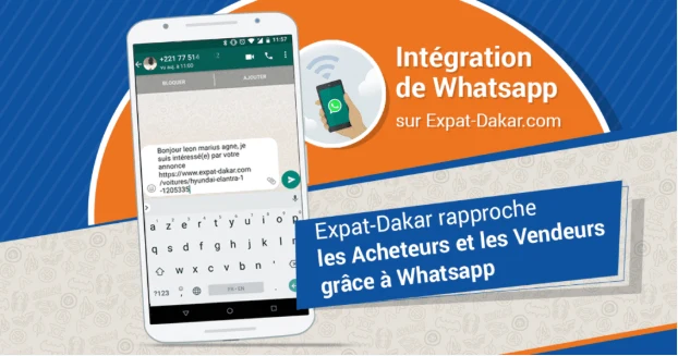 Visuel Expat-Dakar sur l’intégration de WhatsApp