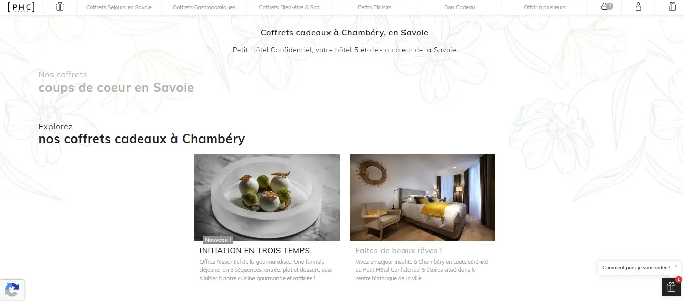 Boutique de coffrets cadeaux du Petit Hôtel Confidentiel