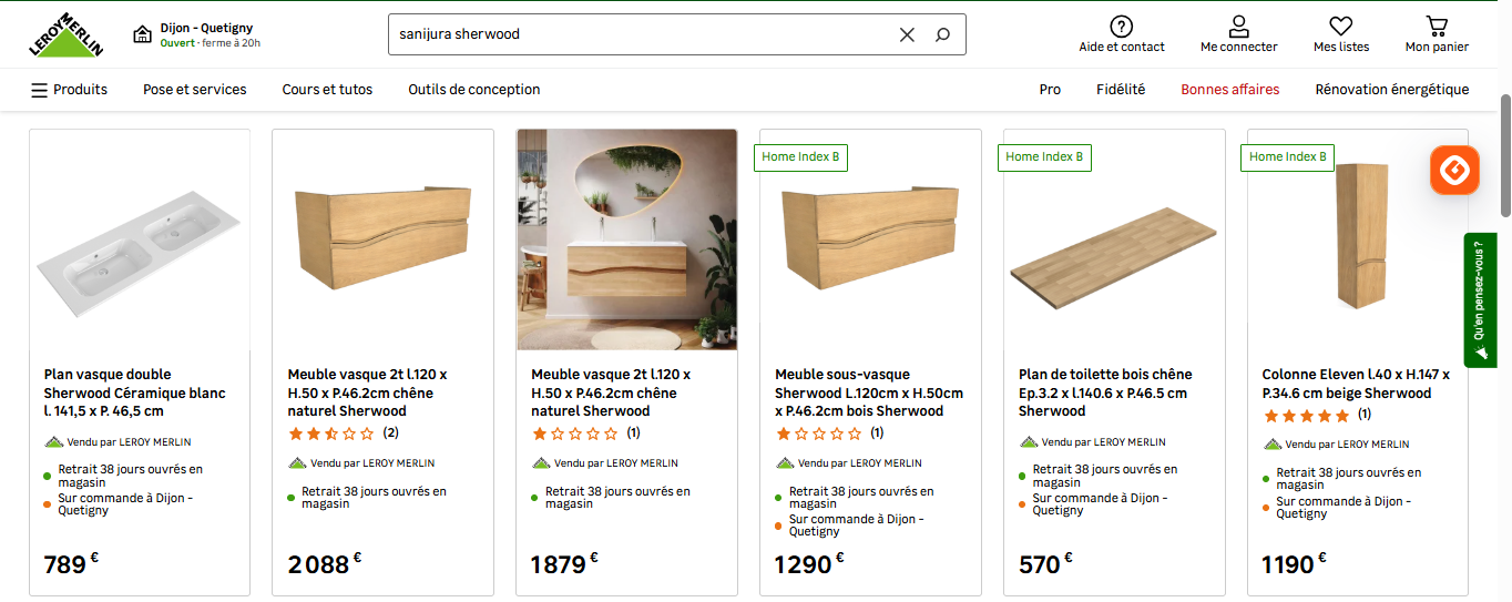 Résultats de recherche SHERWOOD sur le site Leroy Merlin